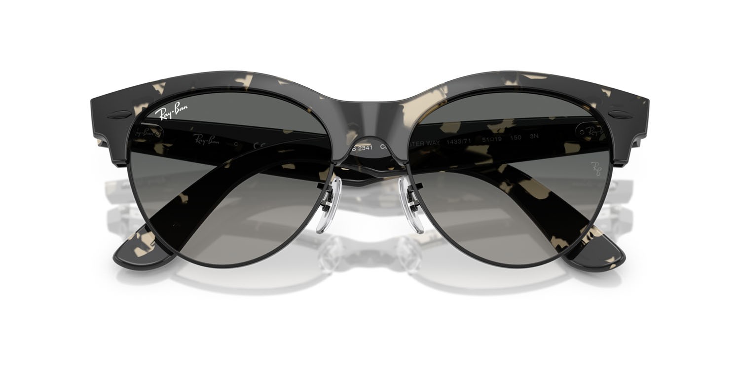 Sonnenbrillen Ray-Ban Clubmaster Way RB 2341 (143371) farbe grigio havana su nero form quadratisch gläser sfumato grigio