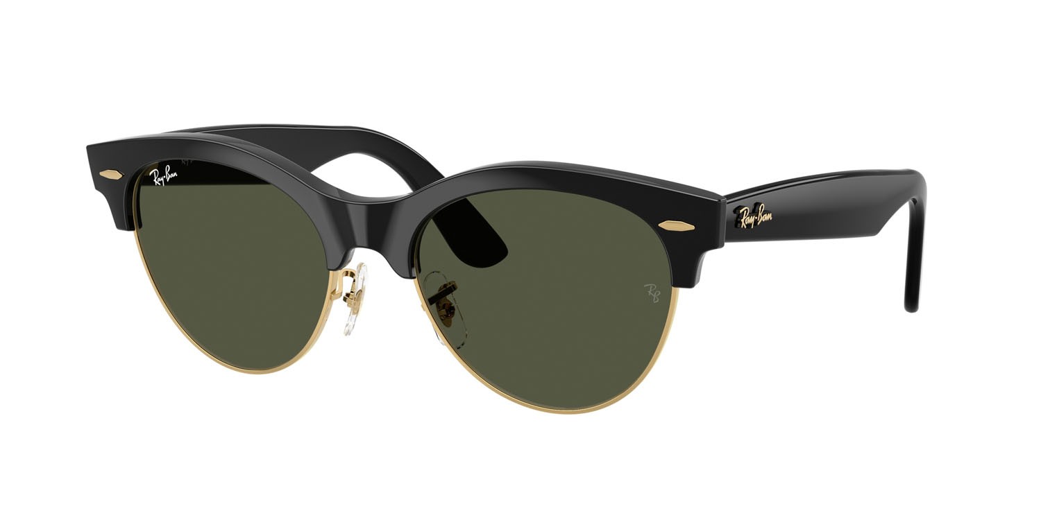 Occhiali da sole Ray-Ban Clubmaster Way RB 2341 (901/31) colore nero su oro forma quadrato lenti verde