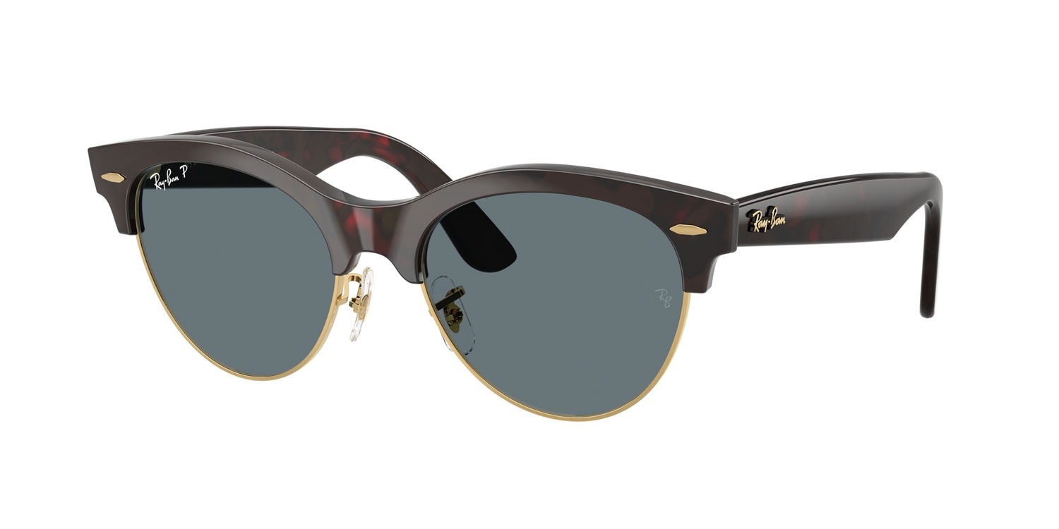 Sonnenbrillen Ray-Ban Clubmaster Way RB 2341 (990/3R) farbe havana rosso su oro form quadratisch gläser polarizzata blu scuro
