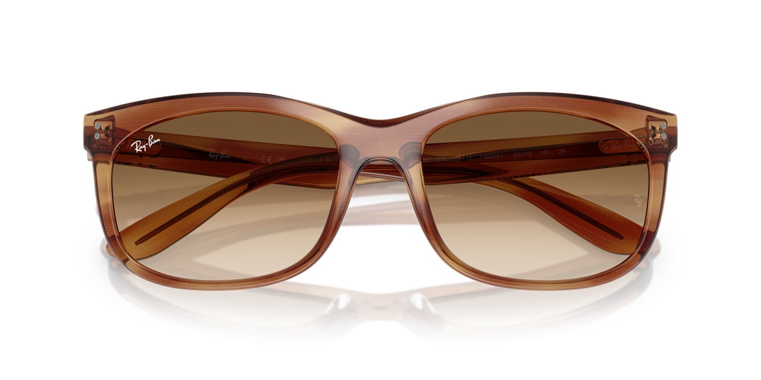 Sonnenbrillen Ray-Ban Balorette RB 2389 (140351) farbe striato marrone form quadratisch gläser trasparente sfumato marrone