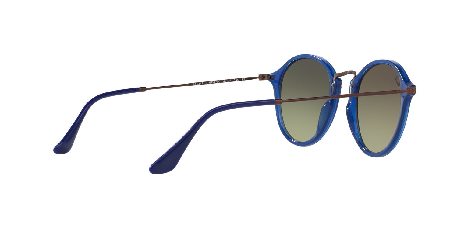 Sonnenbrillen Ray-Ban Round RB 2447N (62547O) farbe blu trasparente form rund gläser flash sfumata rame