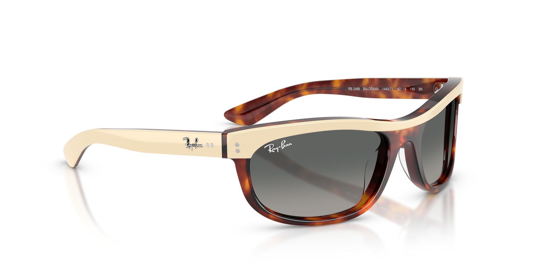 Sonnenbrillen Ray-Ban Balorama RB 2489 (144371) farbe havana beige form rechteckig gläser grigio sfumato