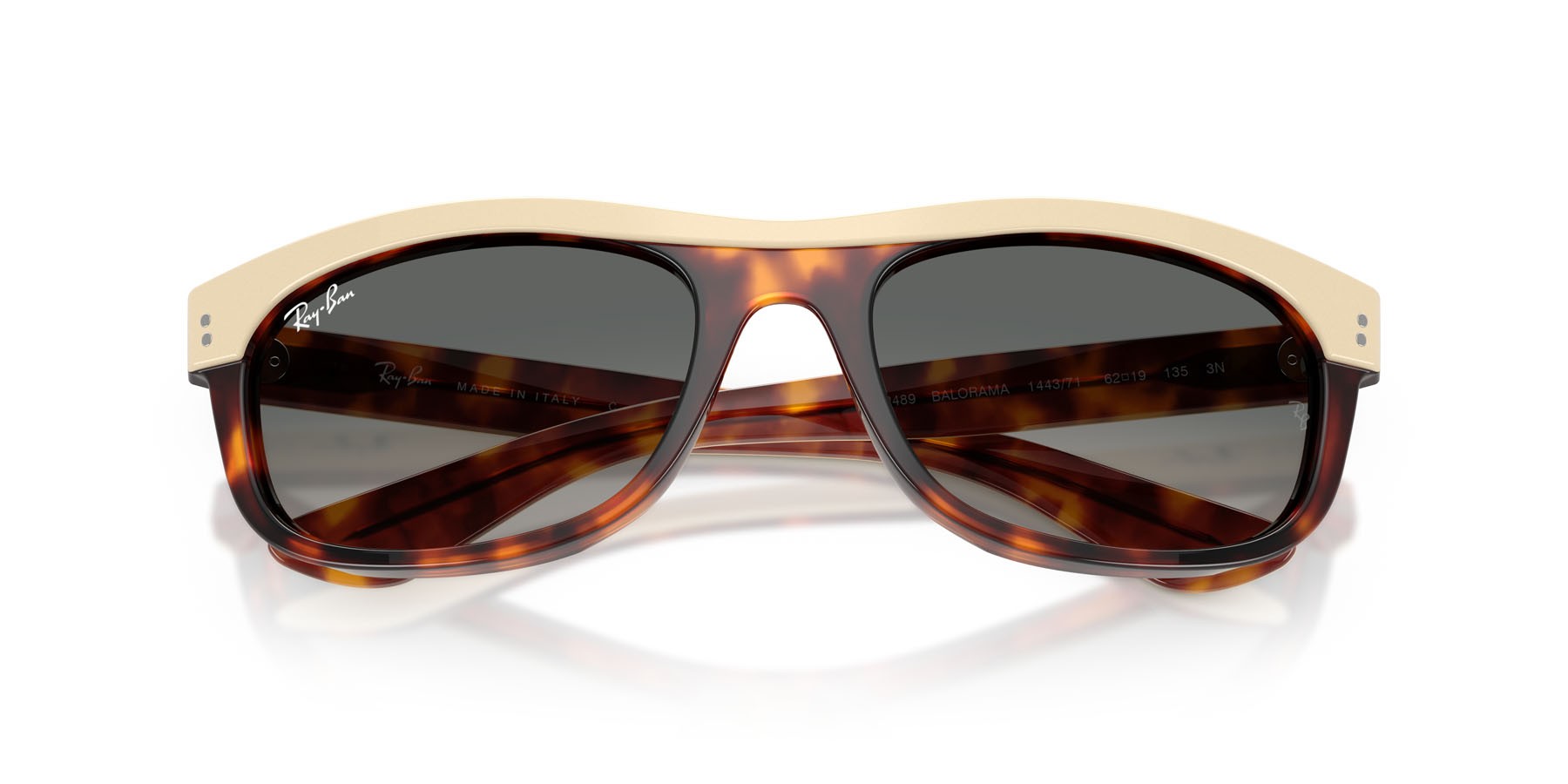 Sonnenbrillen Ray-Ban Balorama RB 2489 (144371) farbe havana beige form rechteckig gläser grigio sfumato