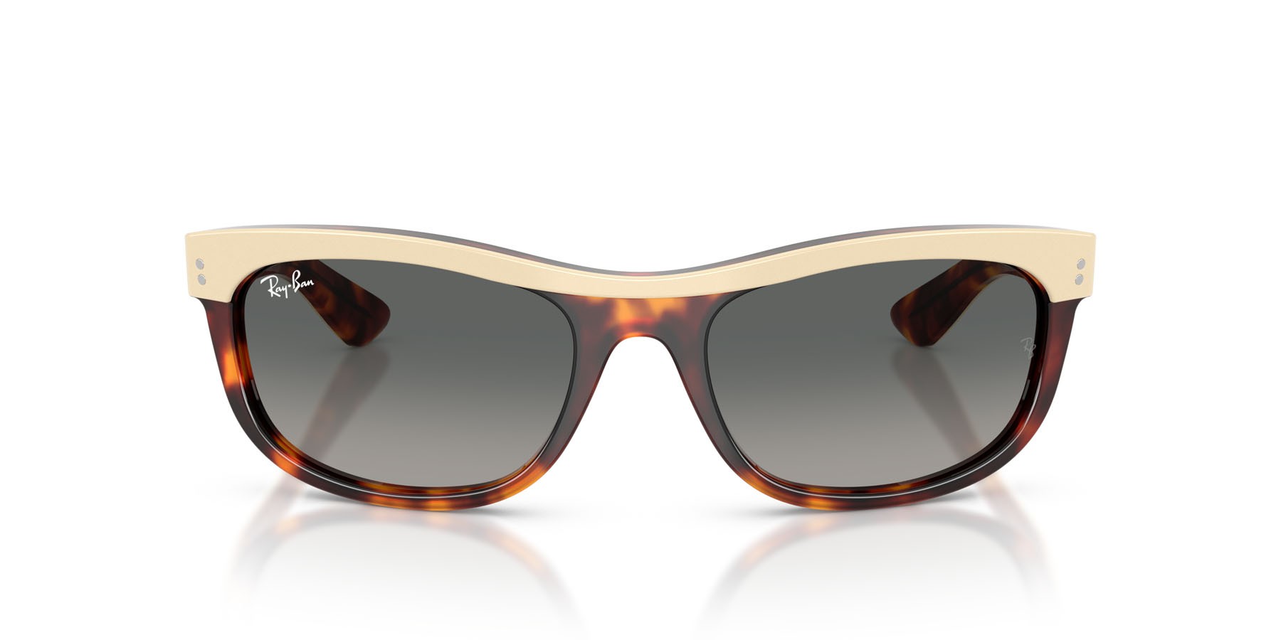 Sonnenbrillen Ray-Ban Balorama RB 2489 (144371) farbe havana beige form rechteckig gläser grigio sfumato