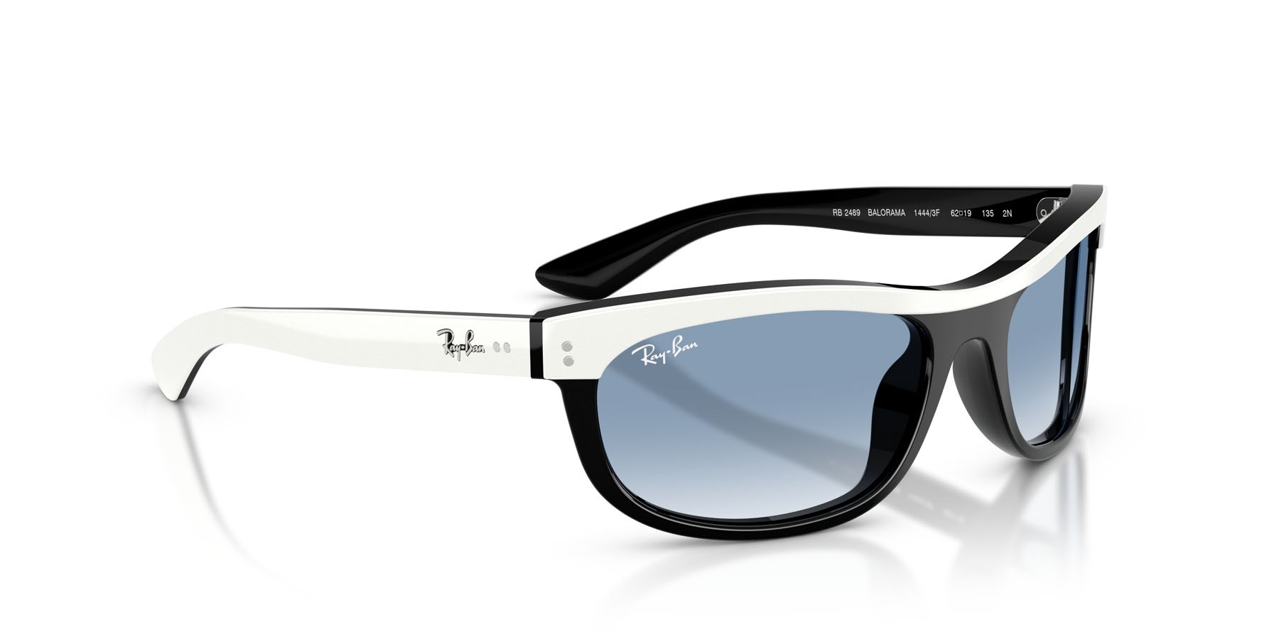Sonnenbrillen Ray-Ban Balorama RB 2489 (14443F) farbe bianco su nero form rechteckig gläser trasparente sfumato blu