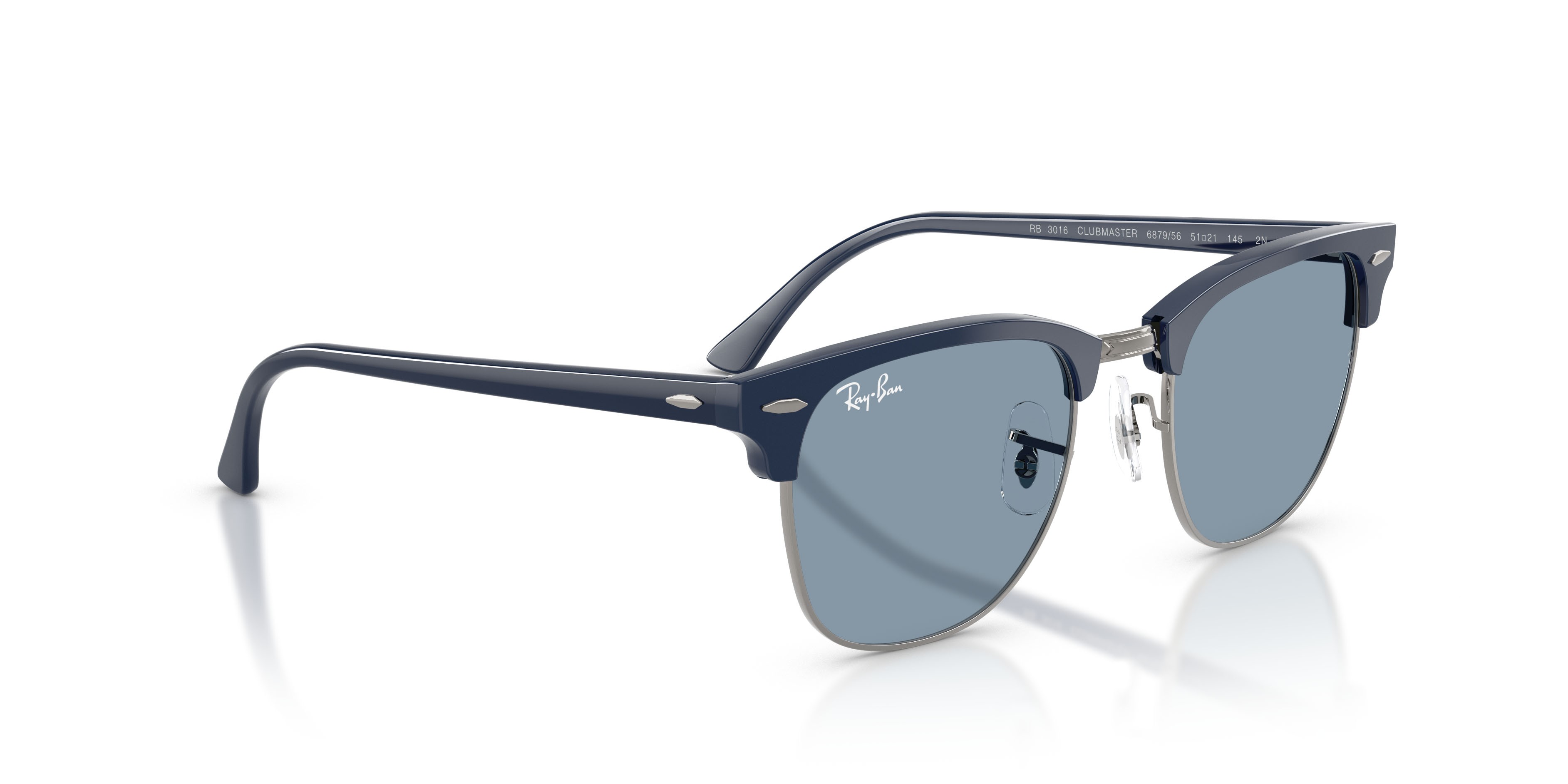 Sonnenbrillen Ray-Ban Clubmaster RB 3016 (687956) farbe blue & gunmetal form quadratisch gläser blu
