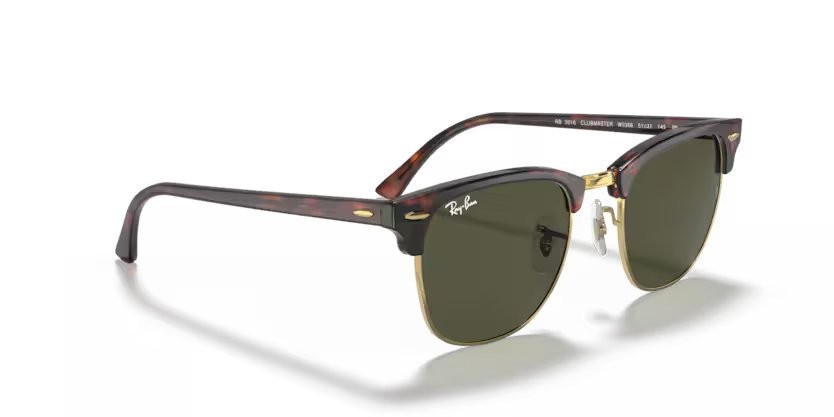 Sunglasses Ray-Ban Clubmaster Classic RB 3016 (W0366) color mock tortoise/ arista shape browline lenses green