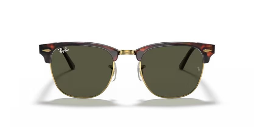 Sunglasses Ray-Ban Clubmaster Classic RB 3016 (W0366) color mock tortoise/ arista shape browline lenses green