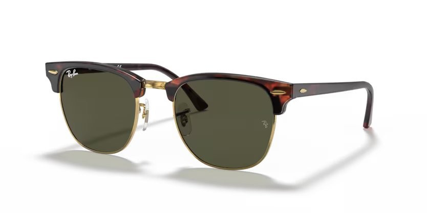 Sunglasses Ray-Ban Clubmaster Classic RB 3016 (W0366) color mock tortoise/ arista shape browline lenses green