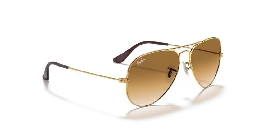 Occhiali da sole Ray-Ban Aviator Gradient RB 3025 (001/51)  colore gold forma aviator lenti crystal brown gradient