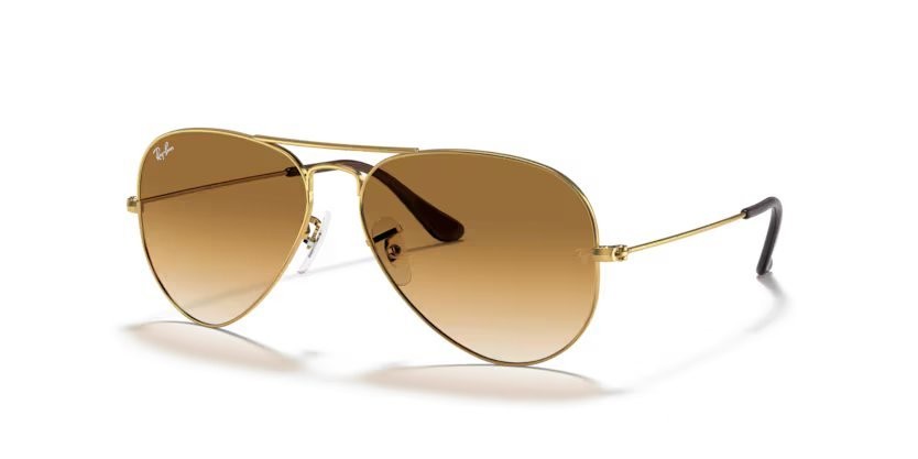 Occhiali da sole Ray-Ban Aviator Gradient RB 3025 (001/51)  colore gold forma aviator lenti crystal brown gradient