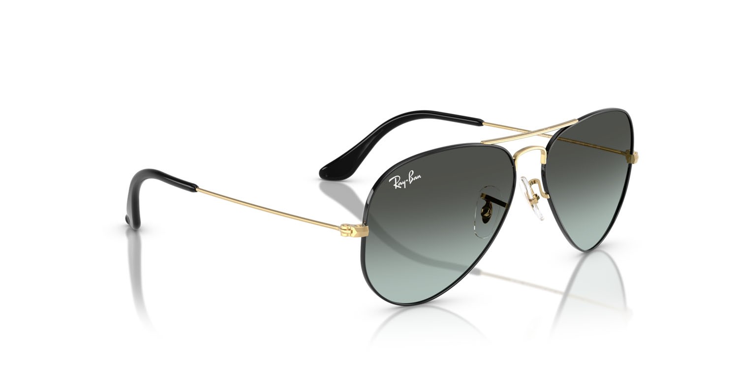 Occhiali da sole Ray-Ban Aviator RB 3025 (9271GK) colore nero su arista forma aviator lenti blu vintage sfumato nero