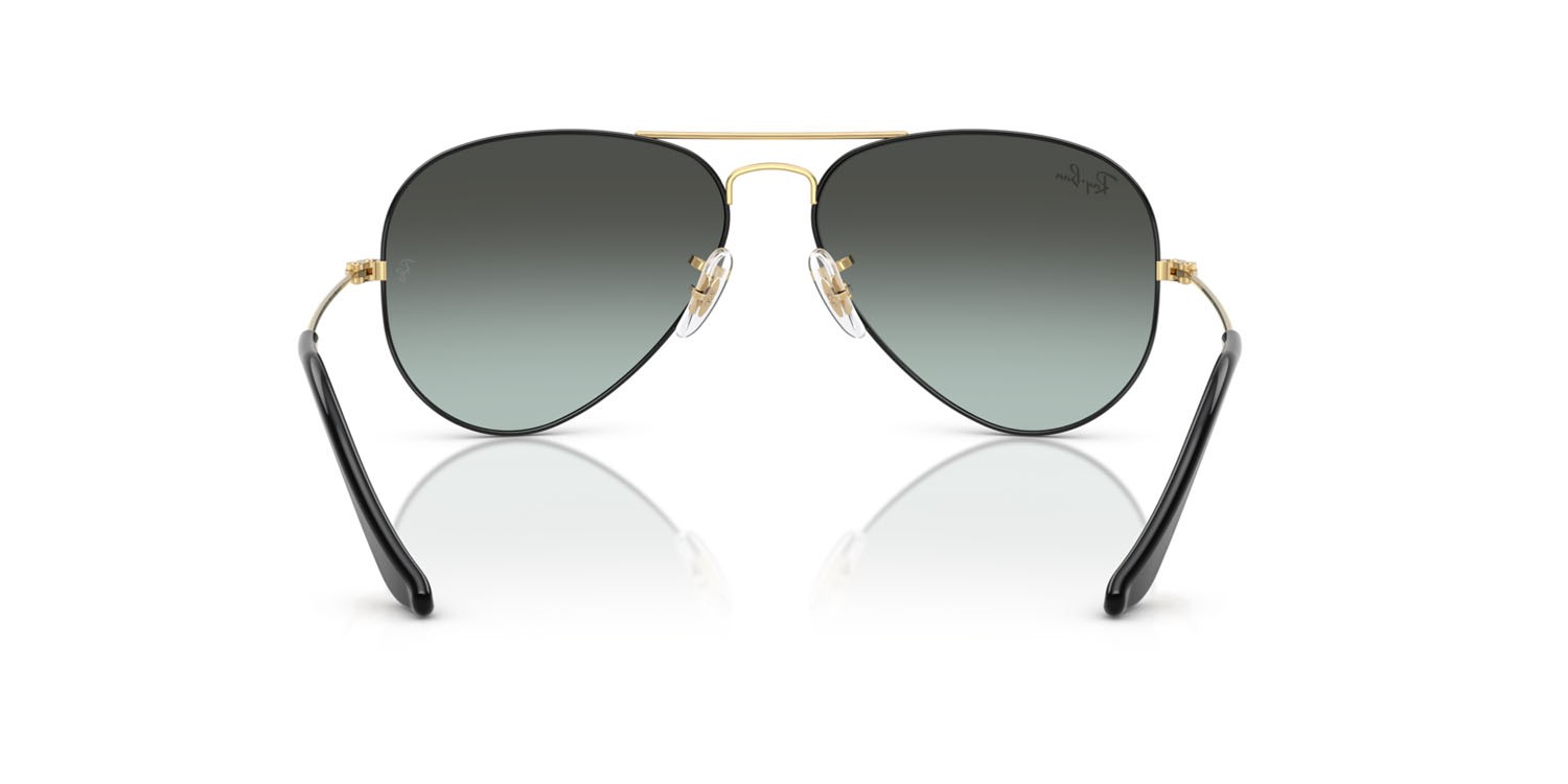 Occhiali da sole Ray-Ban Aviator RB 3025 (9271GK) colore nero su arista forma aviator lenti blu vintage sfumato nero