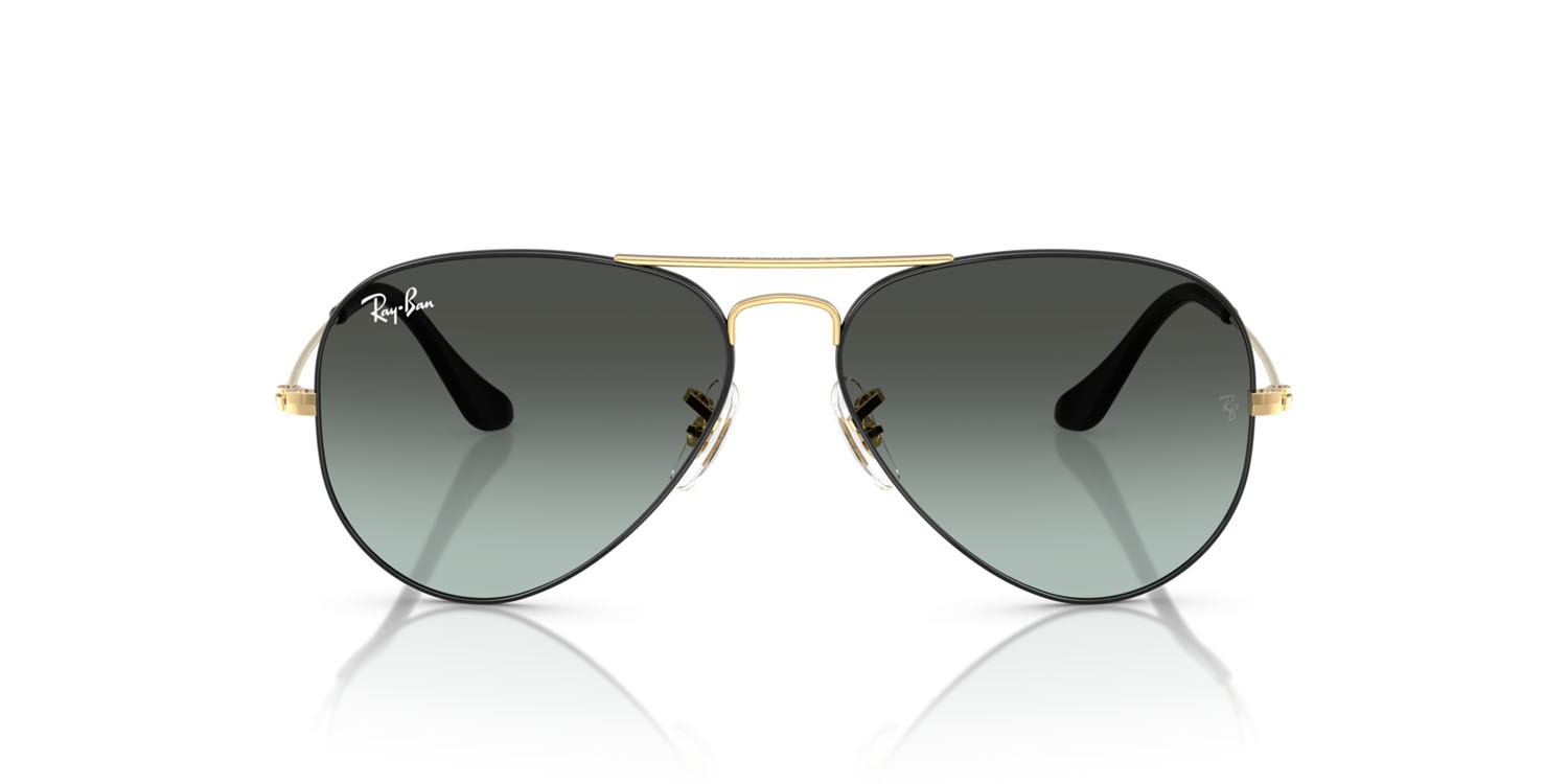 Occhiali da sole Ray-Ban Aviator RB 3025 (9271GK) colore nero su arista forma aviator lenti blu vintage sfumato nero