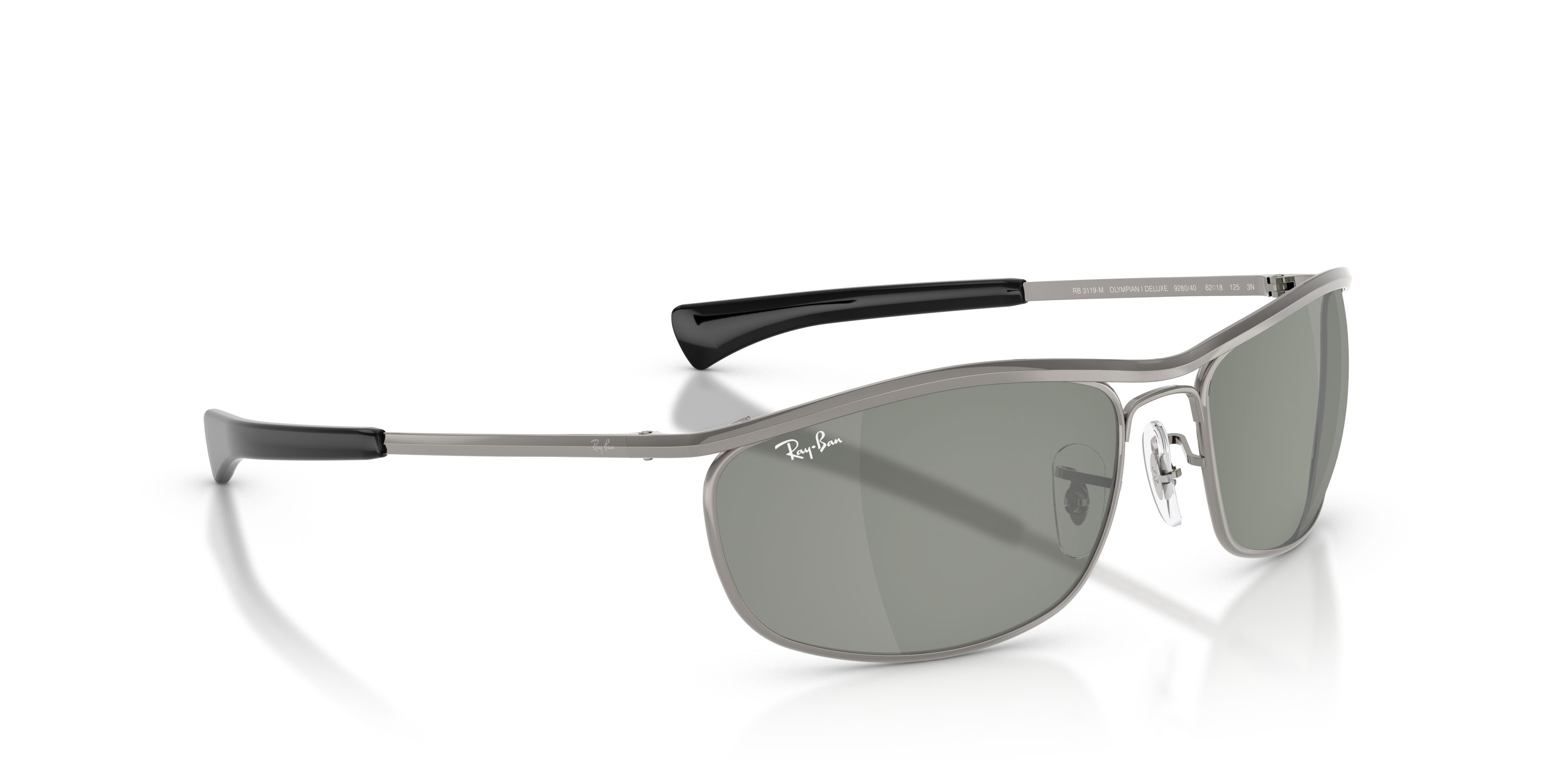 Sunglasses Ray-Ban Olympian I Deluxe Star Wars RB 3119M (928040) color gunmetal shape oval lenses verde specchiato argento