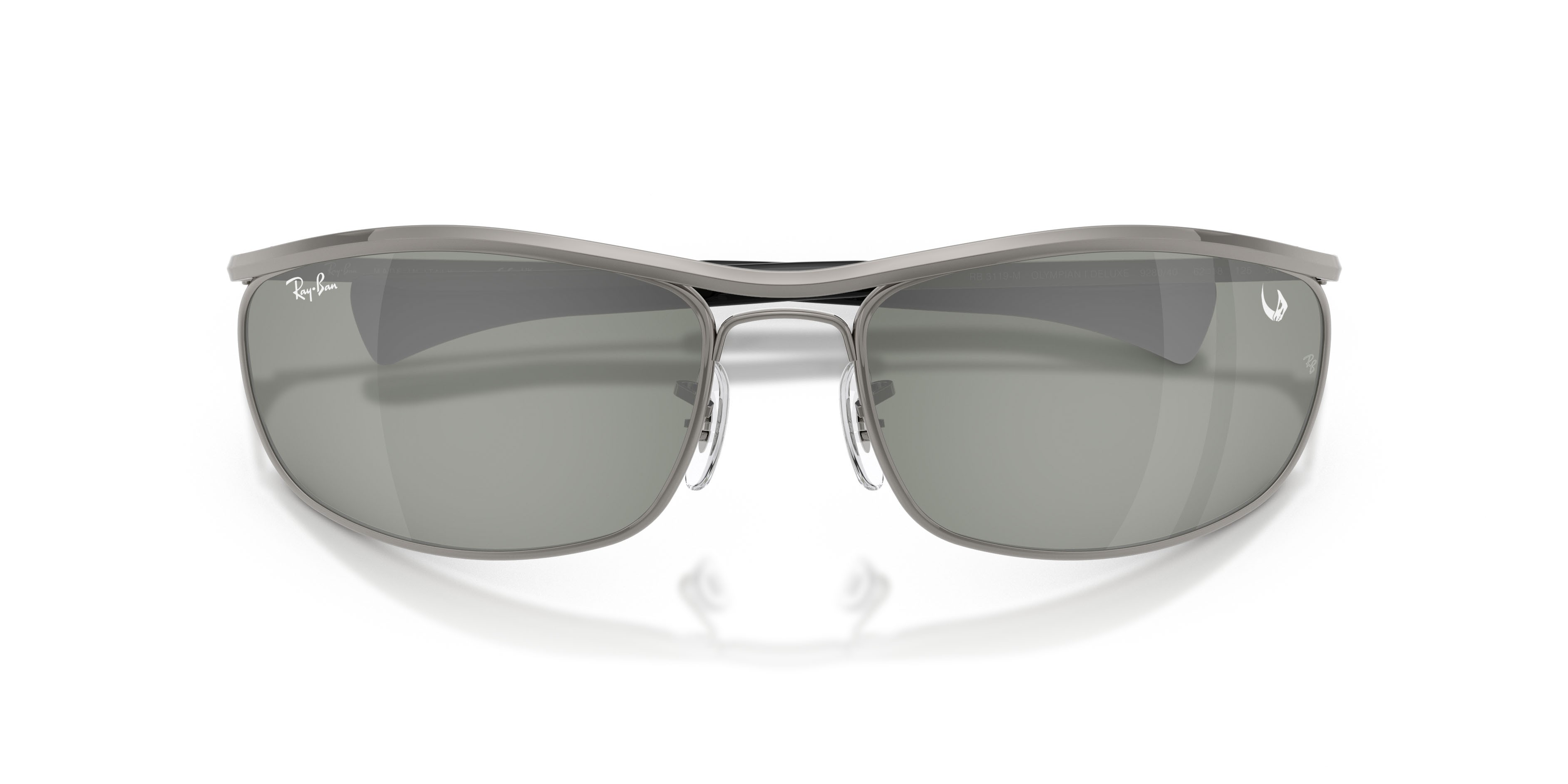 Sunglasses Ray-Ban Olympian I Deluxe Star Wars RB 3119M (928040) color gunmetal shape oval lenses verde specchiato argento