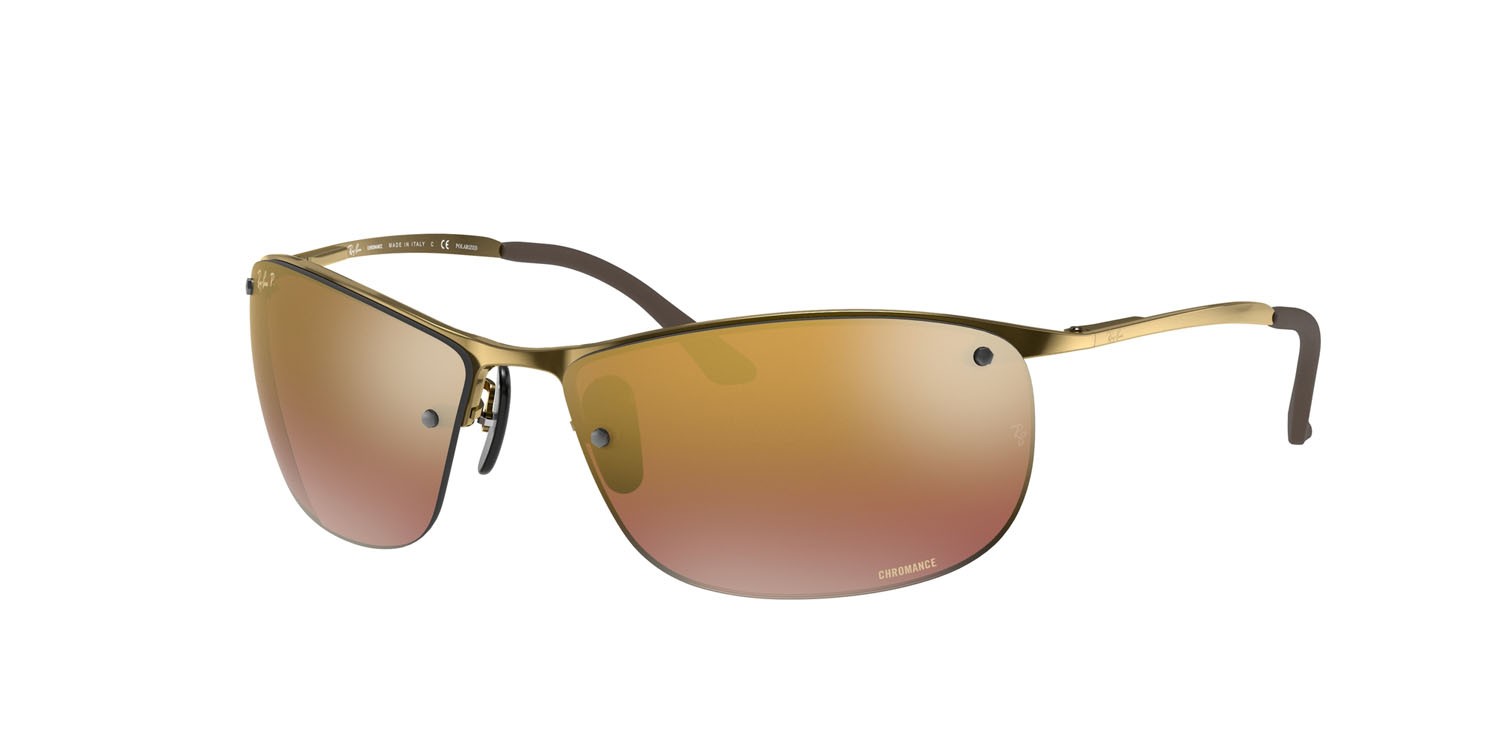 Sunglasses Ray-Ban Chromance RB 3542 (197/6B) color bronzo shape rectangle lenses purple gold