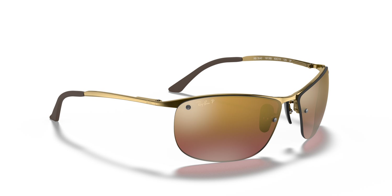 Sunglasses Ray-Ban Chromance RB 3542 (197/6B) color bronzo shape rectangle lenses purple gold