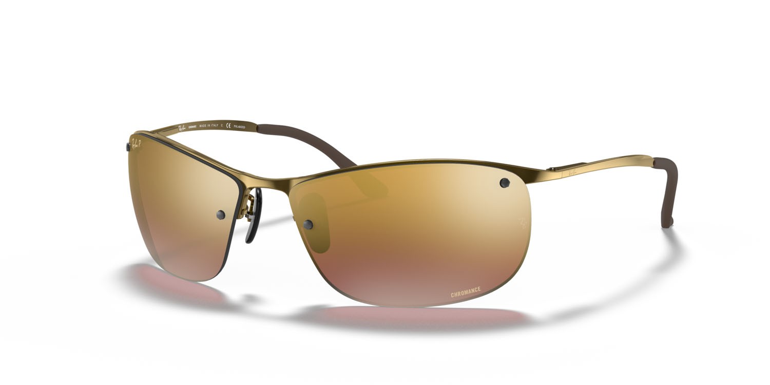 Sunglasses Ray-Ban Chromance RB 3542 (197/6B) color bronzo shape rectangle lenses purple gold