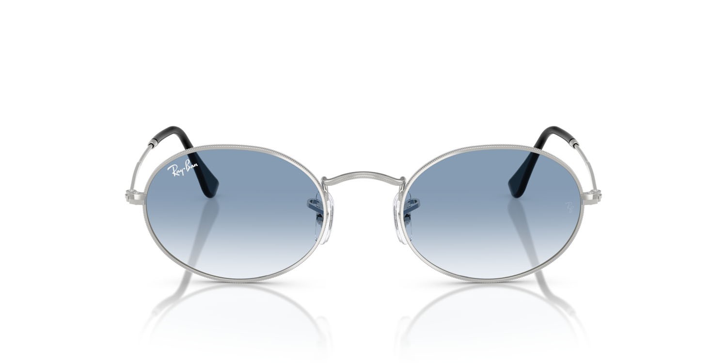 Sonnenbrillen Ray-Ban Oval RB 3547 (003/3F) farbe argento form oval gläser trasparente sfumato blu