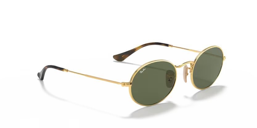Sonnenbrillen Ray-Ban Oval Flat Lenses RB 3547N (001) farbe gold form oval gläser green