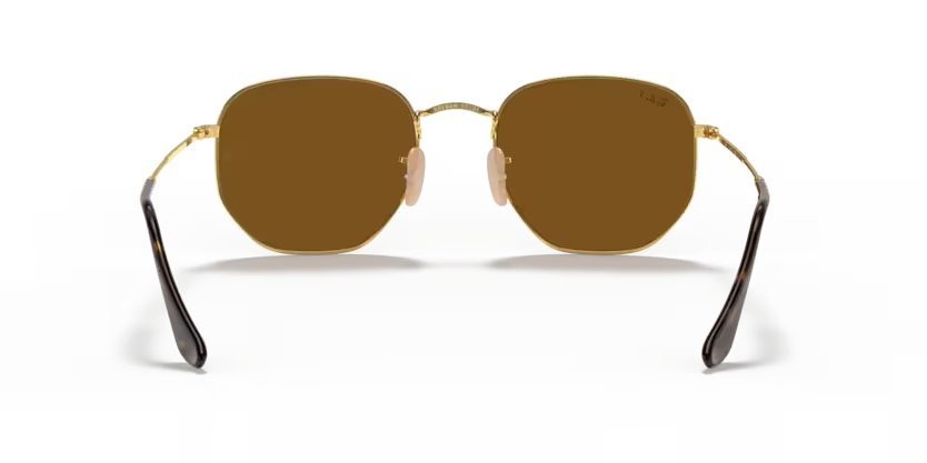 Occhiali da sole Ray-Ban Hexagonal Flat Lenses RB 3548N (001/57) colore gold forma quadrato lenti polar brown