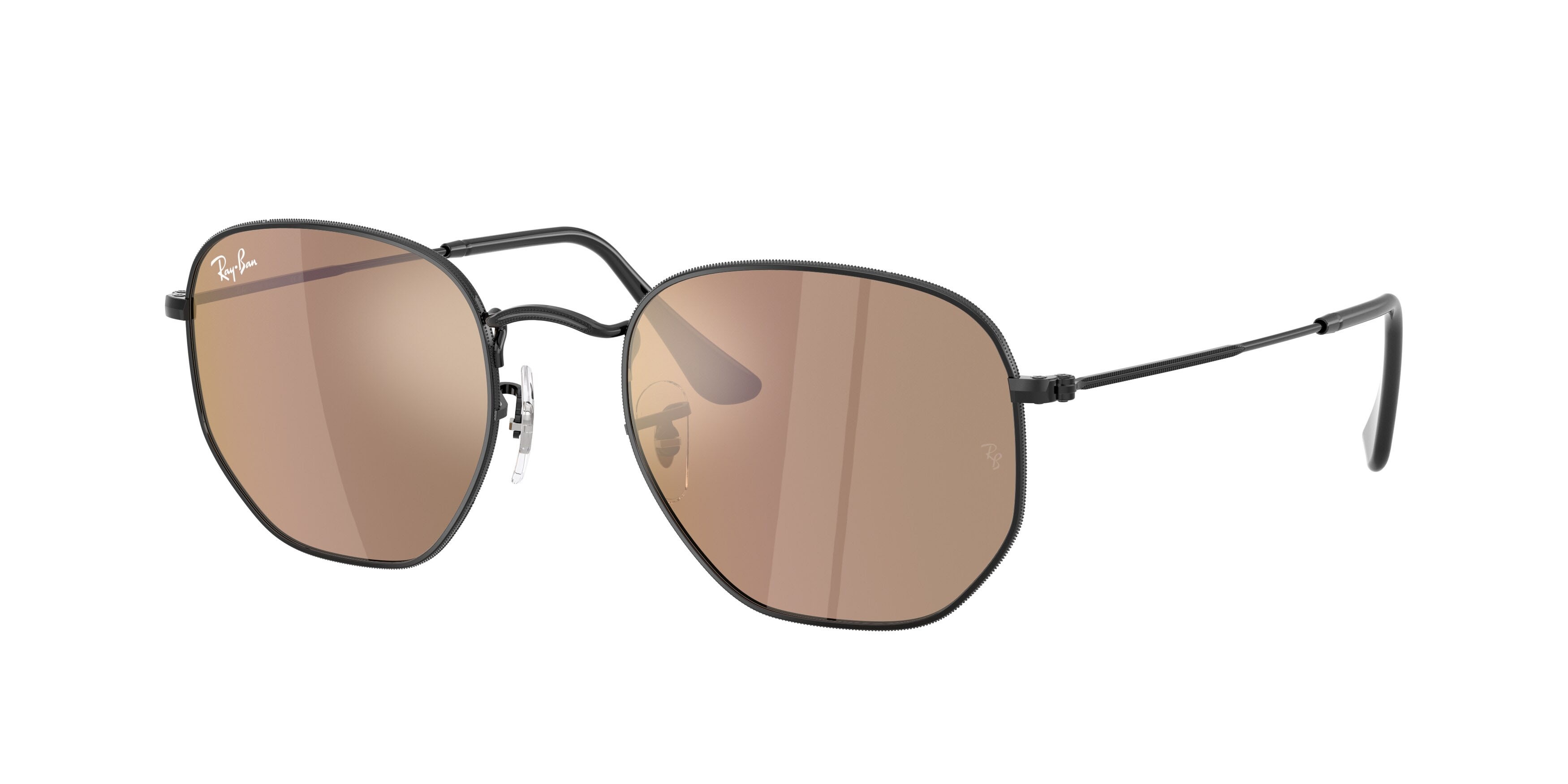 Sonnenbrillen Ray-Ban Hexagonal RB 3548N (002/93) farbe nero form unregelmäßig gläser marrone specchiato bronzo