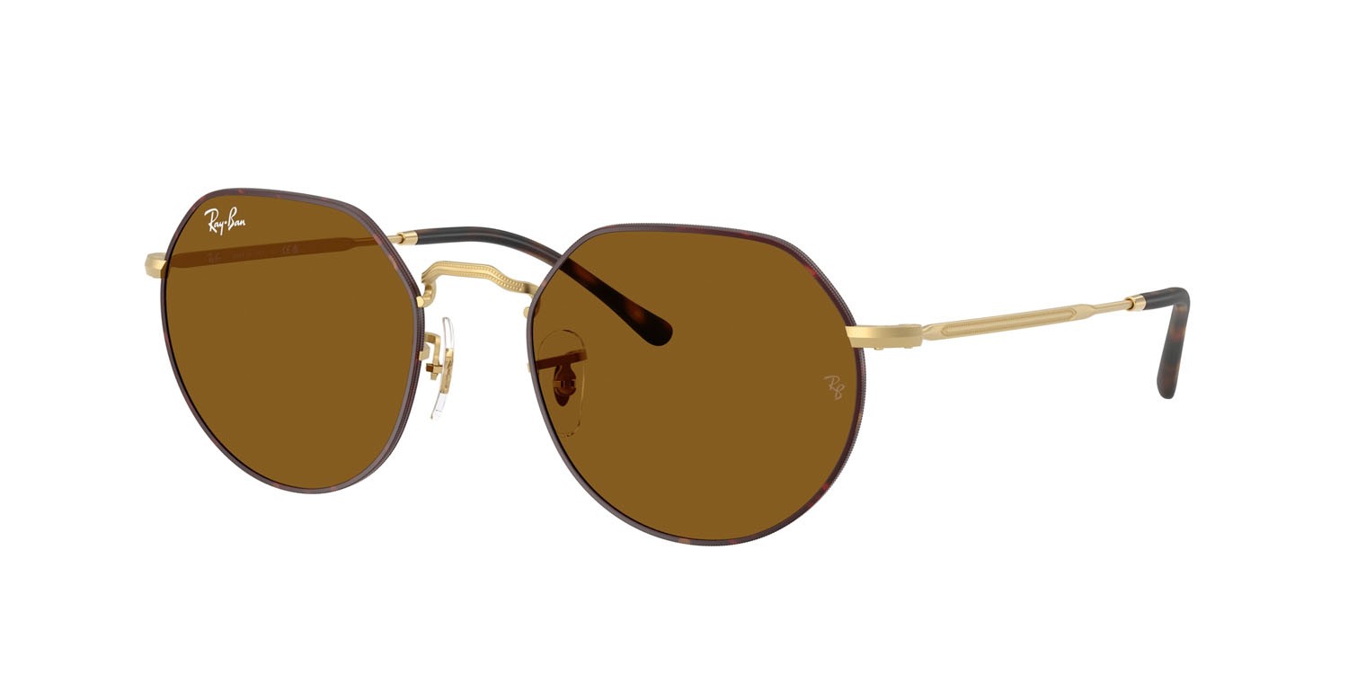 Occhiali da sole Ray-Ban Jack RB 3565 (927533) colore havana opaco su oro arista opaco forma irregolare lenti marrone