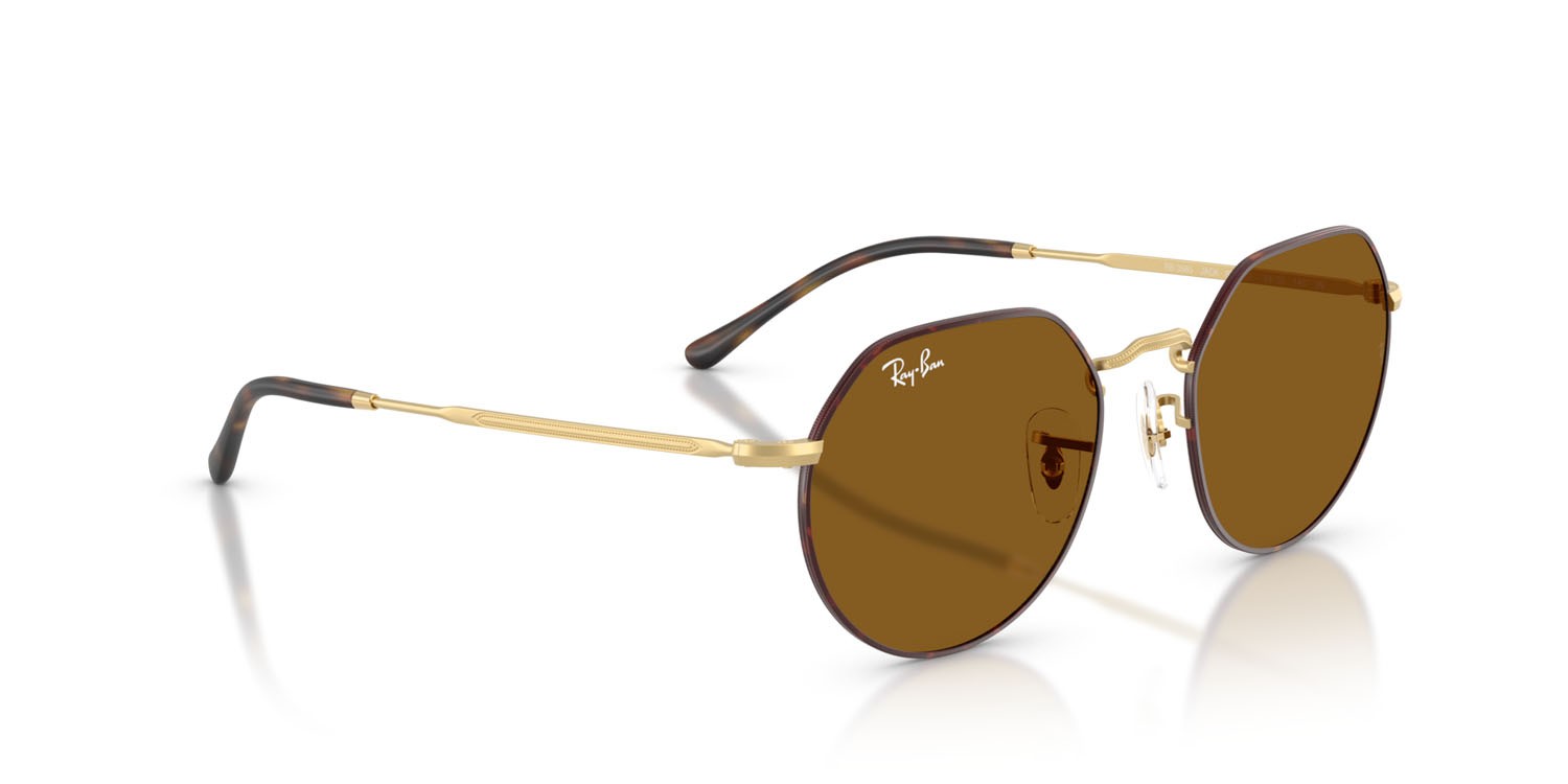 Occhiali da sole Ray-Ban Jack RB 3565 (927533) colore havana opaco su oro arista opaco forma irregolare lenti marrone