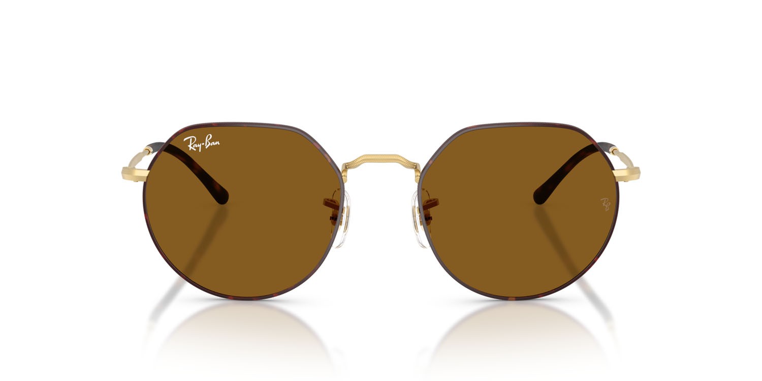 Occhiali da sole Ray-Ban Jack RB 3565 (927533) colore havana opaco su oro arista opaco forma irregolare lenti marrone