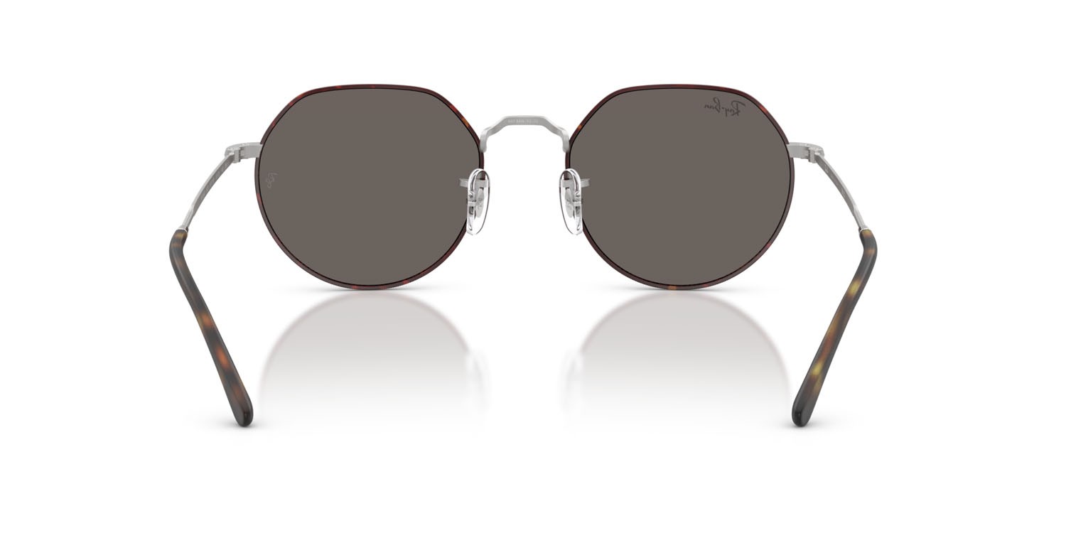 Occhiali da sole Ray-Ban Jack RB 3565 (9277B1) colore havana opaco su argento opaco forma irregolare lenti grigio scuro