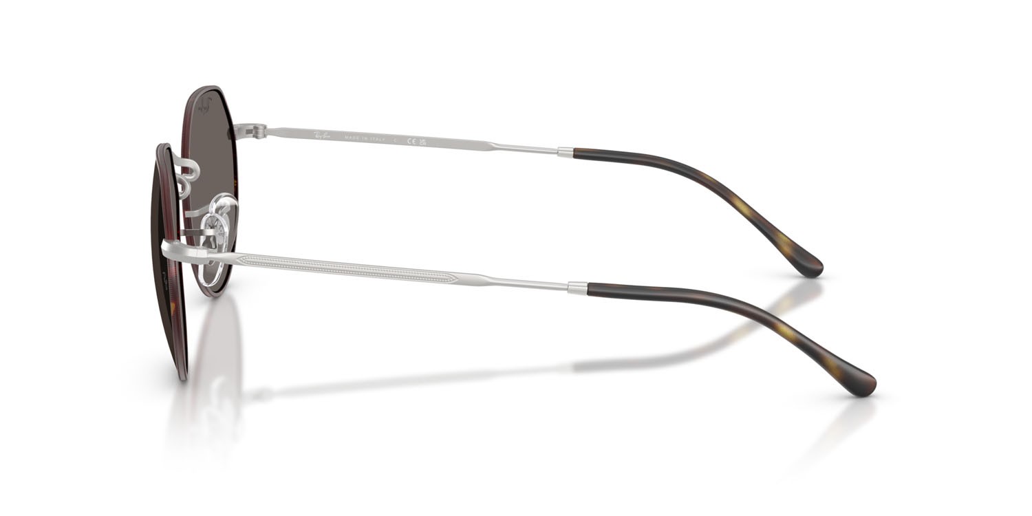 Occhiali da sole Ray-Ban Jack RB 3565 (9277B1) colore havana opaco su argento opaco forma irregolare lenti grigio scuro