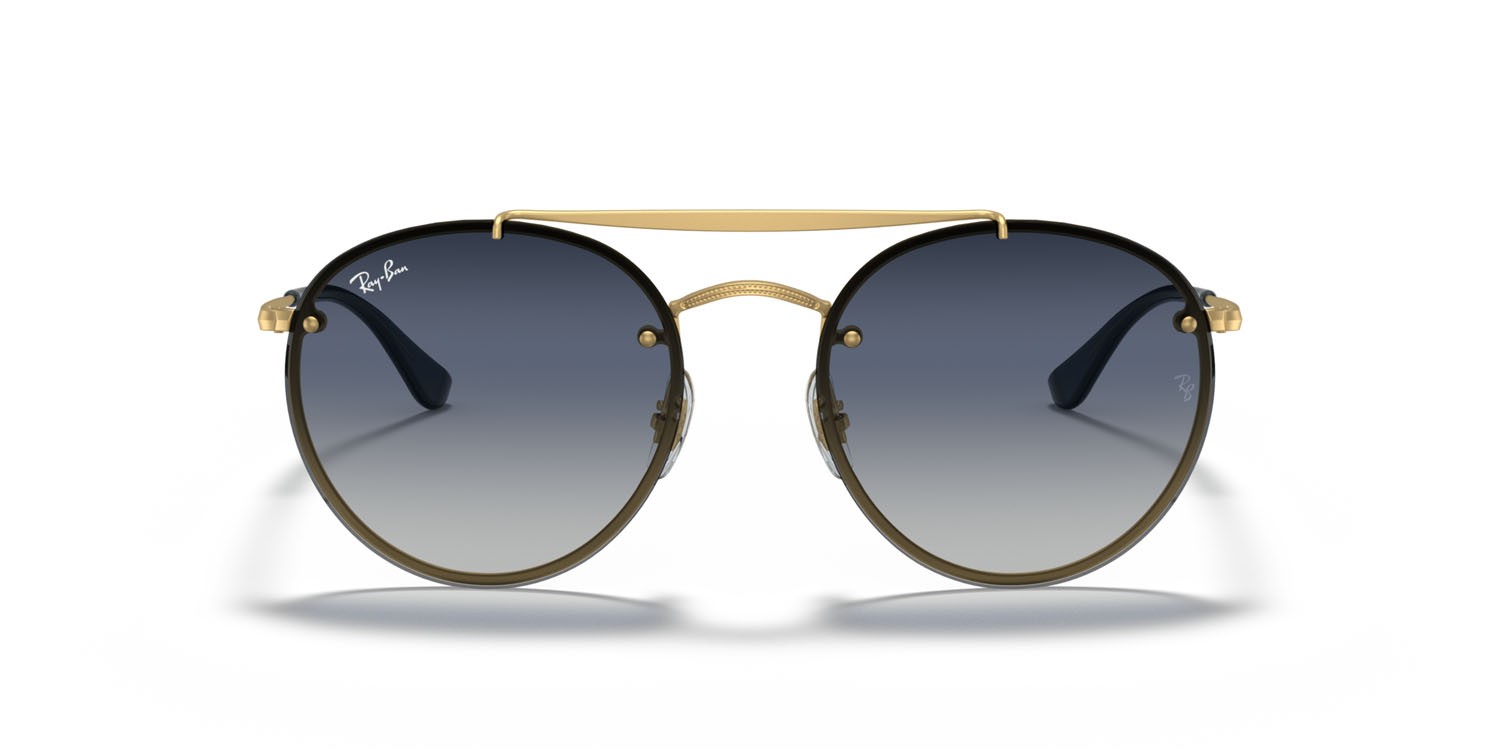 Sonnenbrillen Ray-Ban Blaze Round Doublebridge RB 3614N (91400S) farbe oro form rund gläser blu sfumato specchiato
