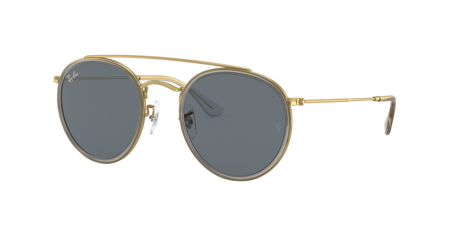 Sonnenbrillen Ray-Ban Round Double Bridge RB 3647N (9210R5) farbe oro form rund gläser blu/grigio
