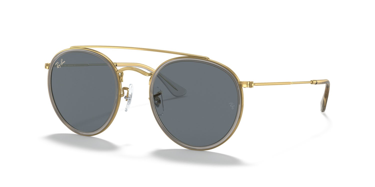 Sonnenbrillen Ray-Ban Round Double Bridge RB 3647N (9210R5) farbe oro form rund gläser blu/grigio