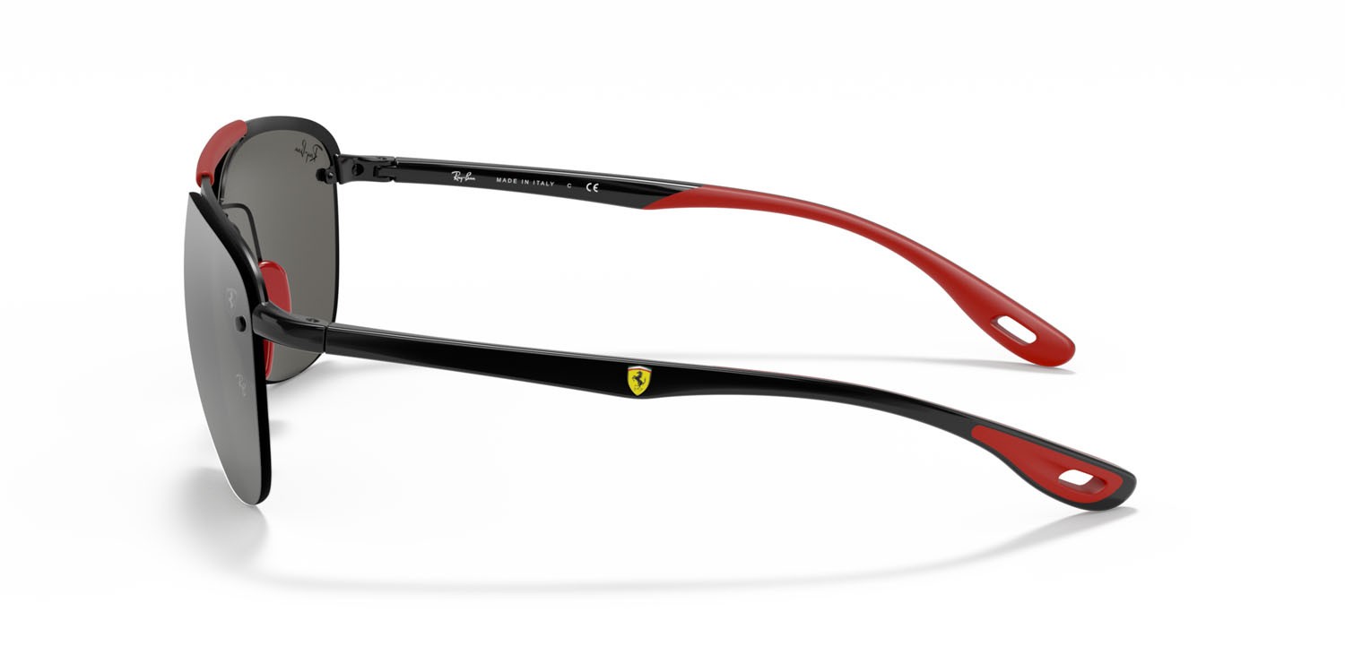 Sonnenbrillen Ray-Ban Scuderia Ferrari RB 3662M (F0026G) farbe nero form quadratisch gläser grigio argento specchiato