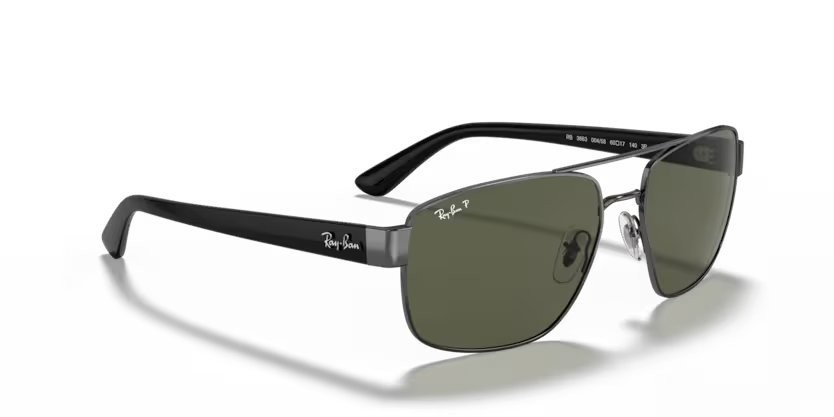 Occhiali da sole Ray-Ban RB 3663 (004/58) colore shiny gunmetal forma irregolare lenti polar green