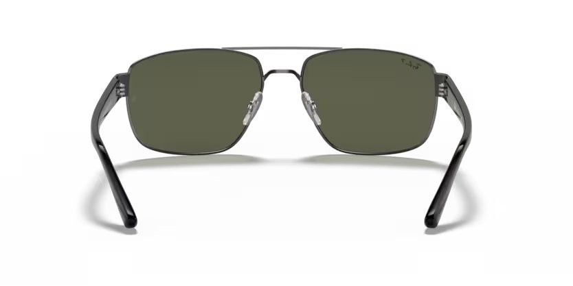 Occhiali da sole Ray-Ban RB 3663 (004/58) colore shiny gunmetal forma irregolare lenti polar green