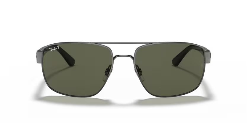 Occhiali da sole Ray-Ban RB 3663 (004/58) colore shiny gunmetal forma irregolare lenti polar green