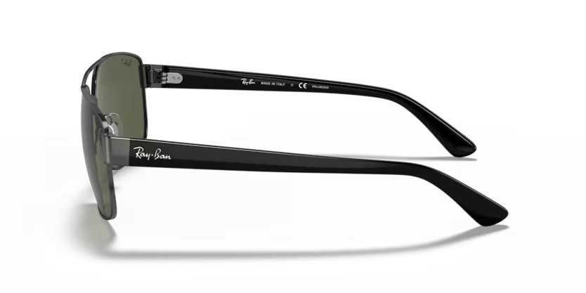 Occhiali da sole Ray-Ban RB 3663 (004/58) colore shiny gunmetal forma irregolare lenti polar green