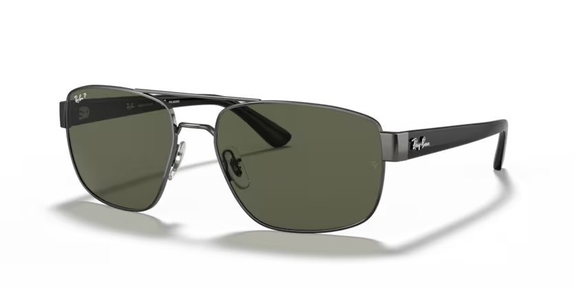 Occhiali da sole Ray-Ban RB 3663 (004/58) colore shiny gunmetal forma irregolare lenti polar green