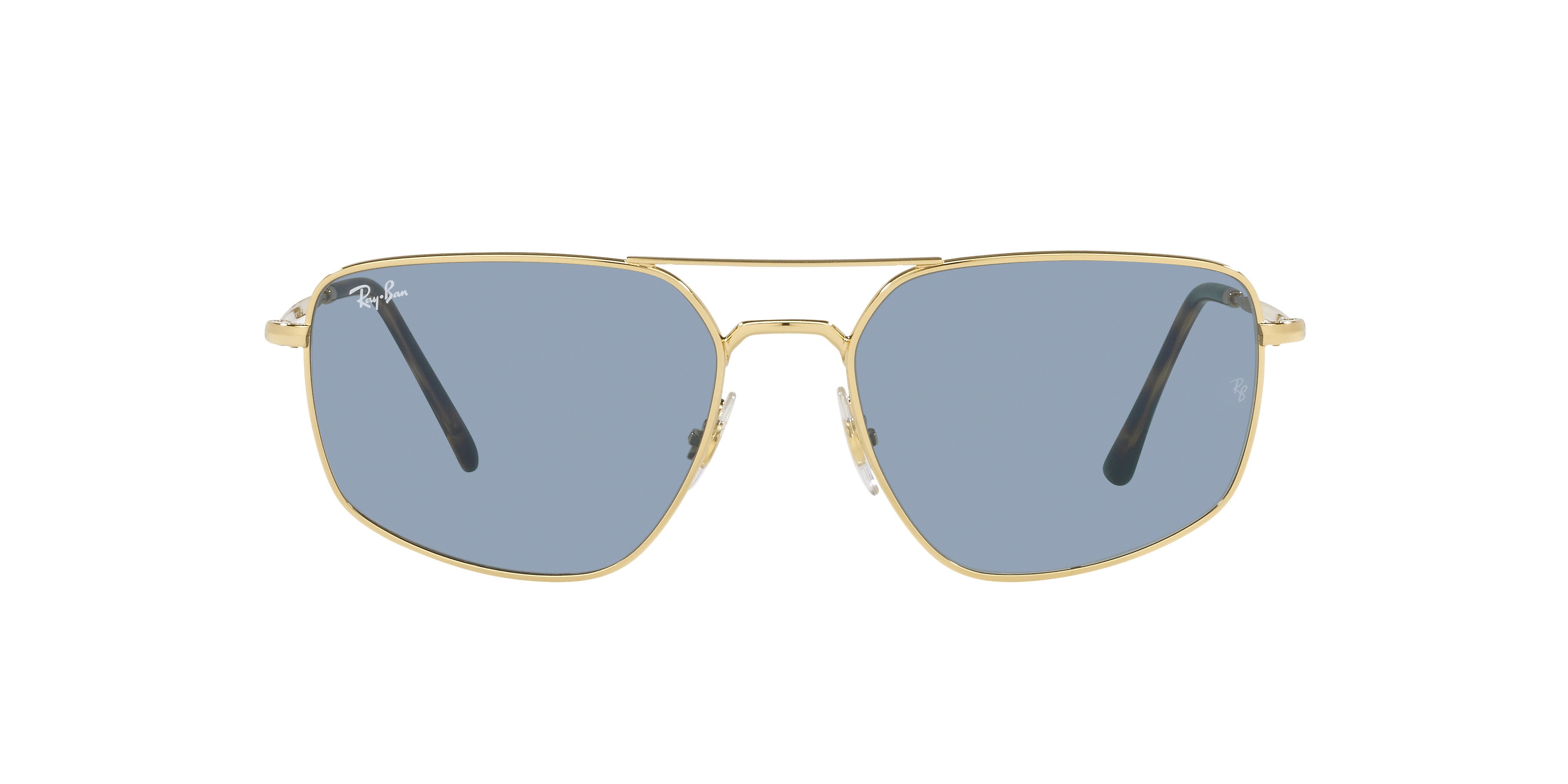 Sonnenbrillen Ray-Ban RB 3666 (001/62) farbe oro arista form unregelmäßig gläser blu