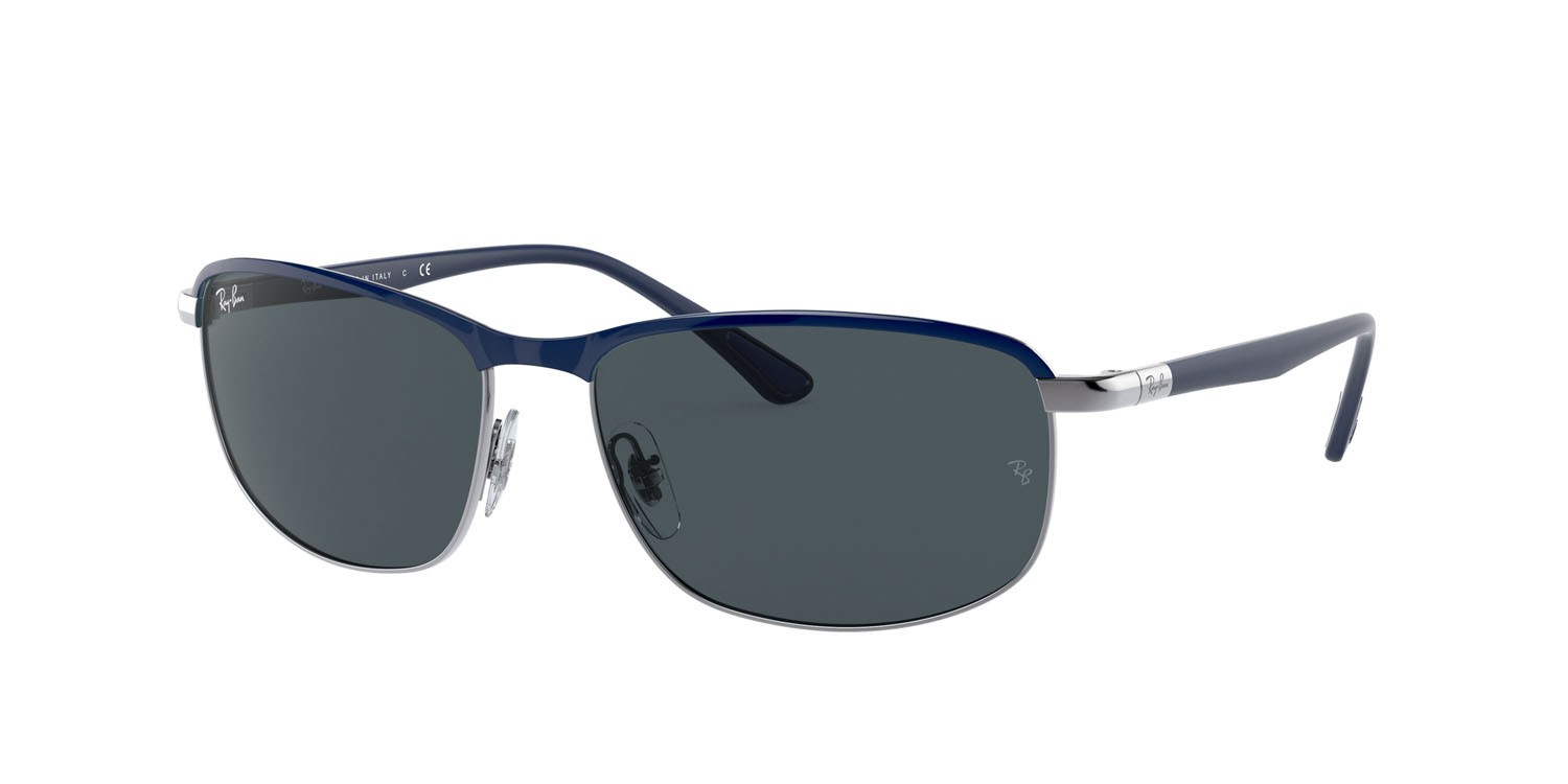Sonnenbrillen Ray-Ban RB 3671 (9204R5) farbe blu su gunmetal form quadratisch gläser blu/grigio classic