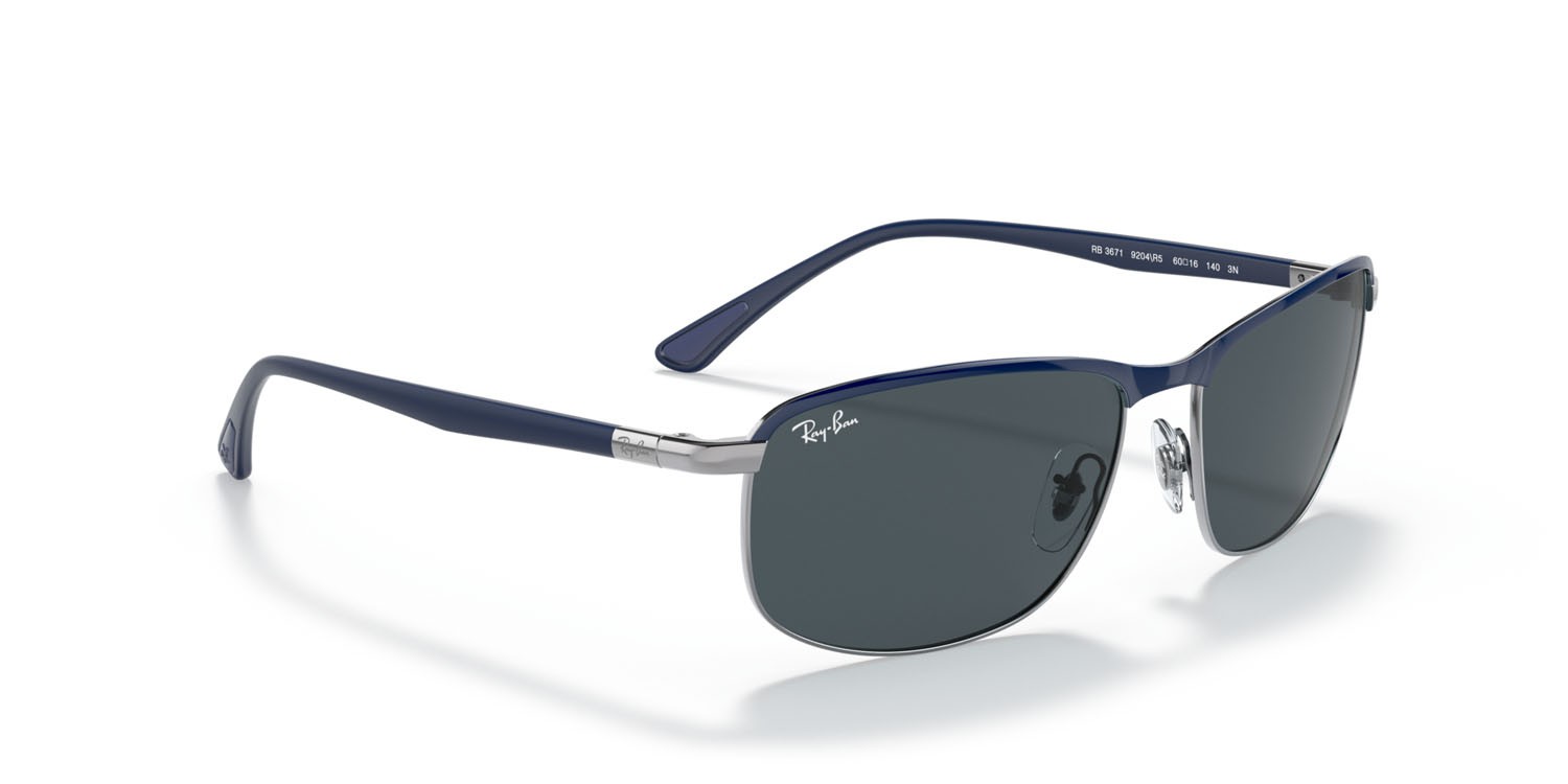 Sonnenbrillen Ray-Ban RB 3671 (9204R5) farbe blu su gunmetal form quadratisch gläser blu/grigio classic
