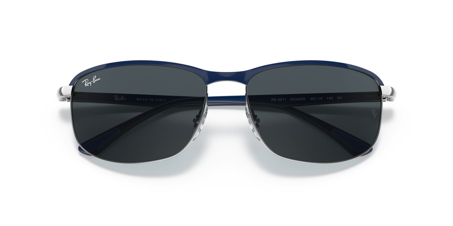 Sonnenbrillen Ray-Ban RB 3671 (9204R5) farbe blu su gunmetal form quadratisch gläser blu/grigio classic