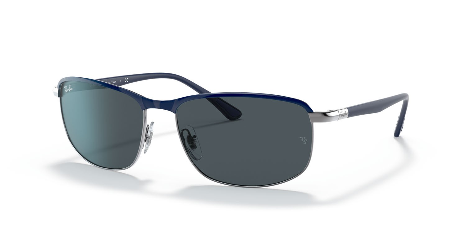 Sonnenbrillen Ray-Ban RB 3671 (9204R5) farbe blu su gunmetal form quadratisch gläser blu/grigio classic