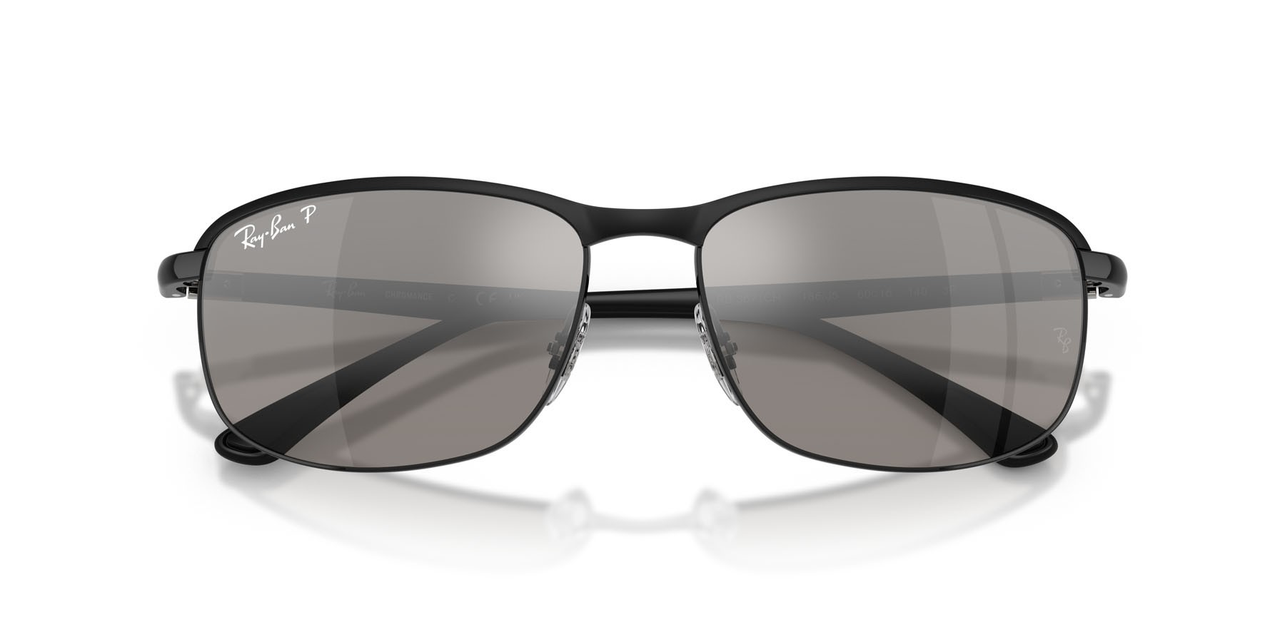Sonnenbrillen Ray-Ban Chromance RB 3671CH (186/5J) farbe nero su nero form quadratisch gläser argento a specchio
