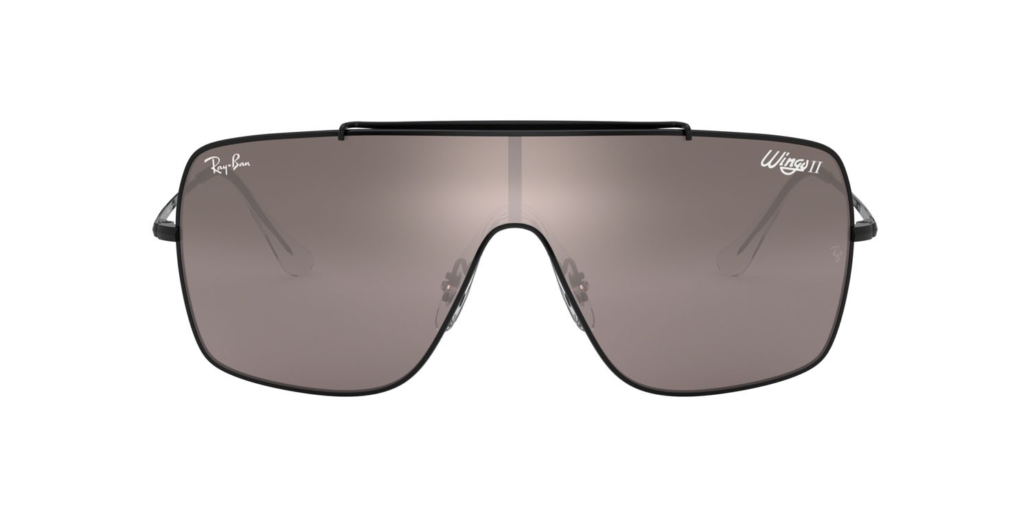Sonnenbrillen Ray-Ban Wings II RB 3697 (9168Y3) farbe nero form quadratisch gläser viola scuro/specchiata sfumata argento