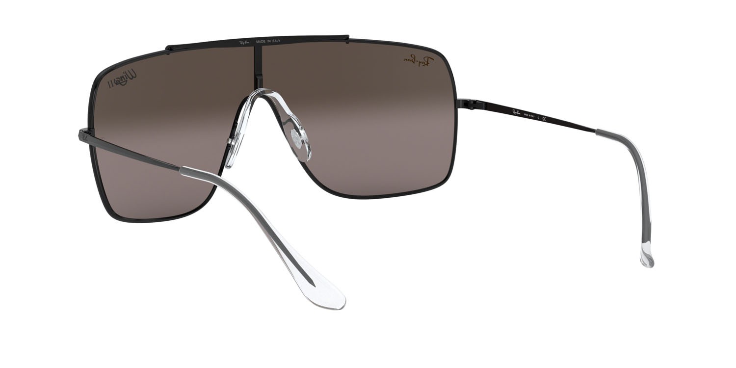 Sonnenbrillen Ray-Ban Wings II RB 3697 (9168Y3) farbe nero form quadratisch gläser viola scuro/specchiata sfumata argento