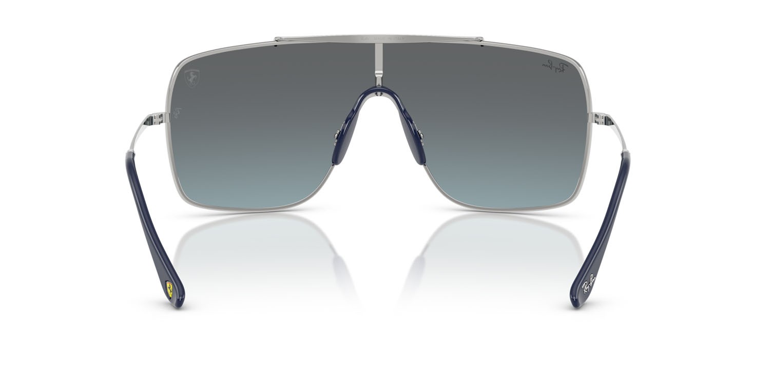 Sonnenbrillen Ray-Ban Scuderia Ferrari RB 3697M (F104Y0) farbe argento form quadratisch gläser blu a specchio sfumato argento